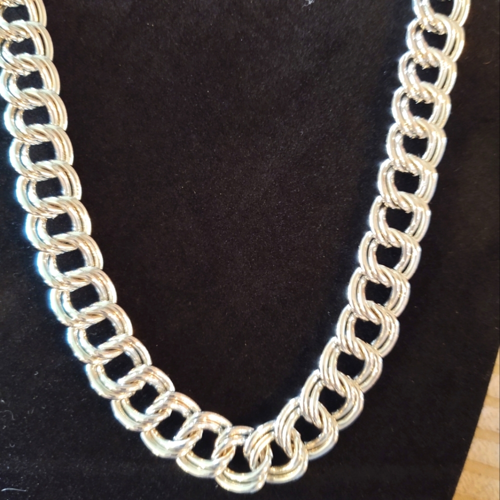 Bold Silver Double Curb Chain Necklace